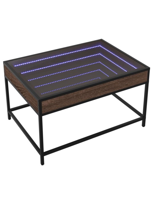 sohvapöytä Infinity LED-valoilla ruskea tammi 70x50x41 cm