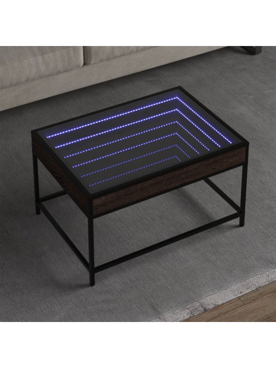 sohvapöytä Infinity LED-valoilla ruskea tammi 70x50x41 cm