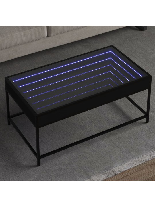 sohvapöytä Infinity LED-valoilla musta 90x50x41 cm