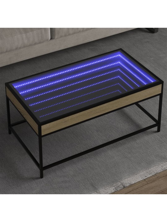 sohvapöytä Infinity LED-valoilla Sonoma-tammi 90x50x41 cm