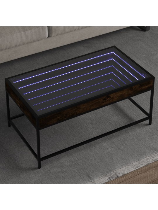 sohvapöytä Infinity LED-valoilla savutammi 90x50x41 cm