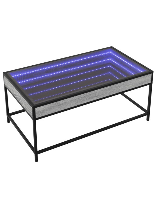 sohvapöytä Infinity LED-valoilla harmaa Sonoma 90x50x41 cm