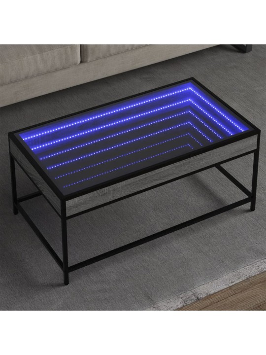 sohvapöytä Infinity LED-valoilla harmaa Sonoma 90x50x41 cm