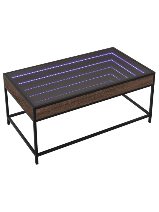 sohvapöytä Infinity LED-valoilla ruskea tammi 90x50x41 cm