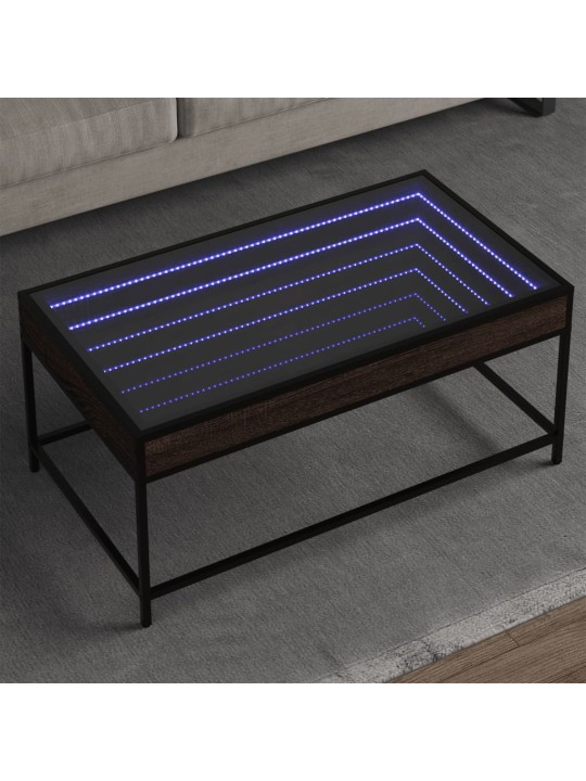 sohvapöytä Infinity LED-valoilla ruskea tammi 90x50x41 cm