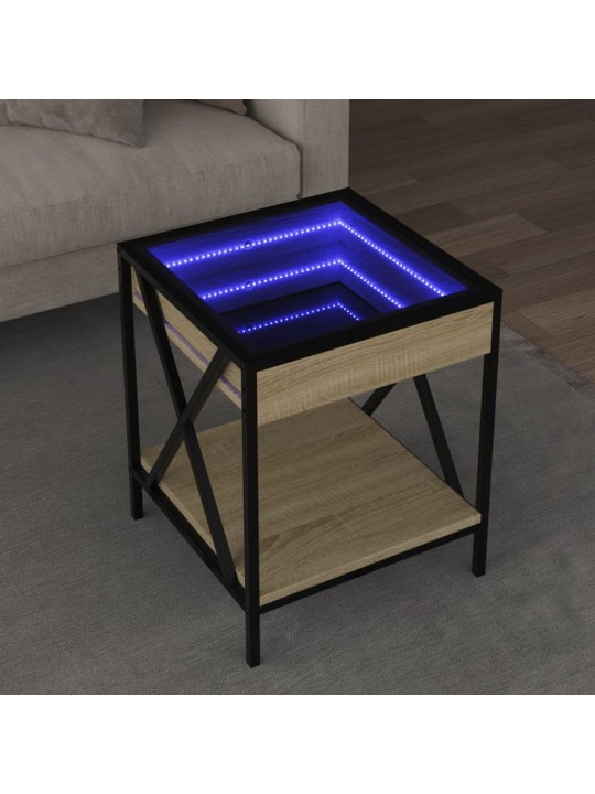 sohvapöytä Infinity LED-valoilla Sonoma-tammi 40x40x49 cm