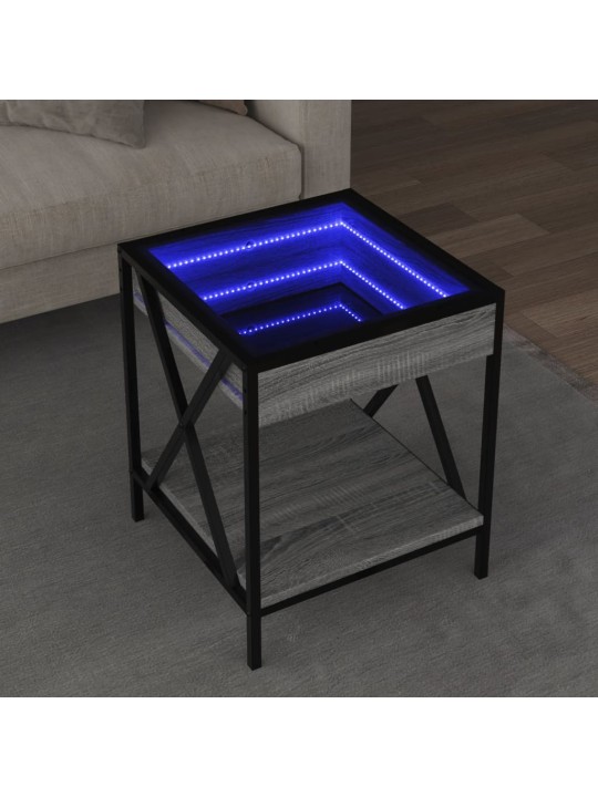 sohvapöytä Infinity LED-valoilla harmaa Sonoma 40x40x49 cm