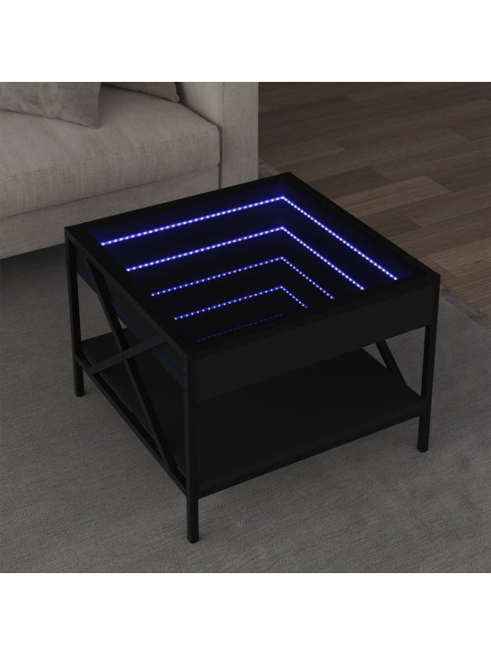 sohvapöytä Infinity LED-valoilla musta 50x50x38 cm