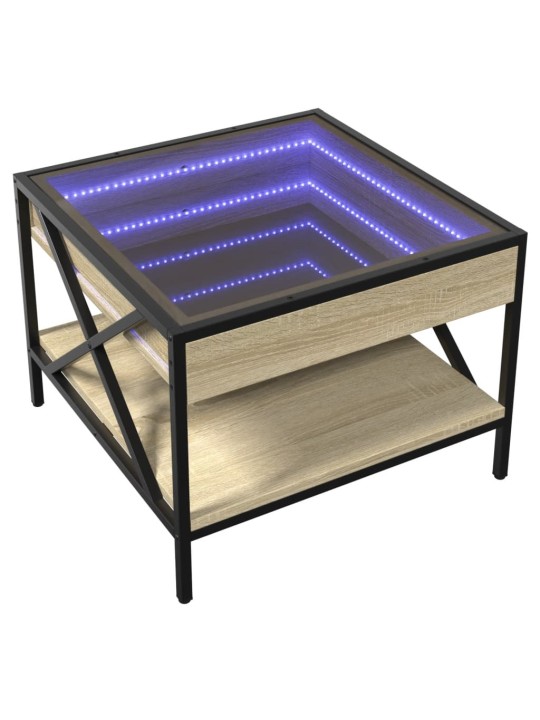 sohvapöytä Infinity LED-valoilla Sonoma-tammi 50x50x38 cm