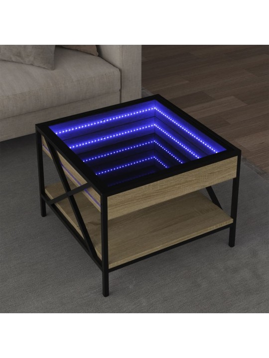 sohvapöytä Infinity LED-valoilla Sonoma-tammi 50x50x38 cm