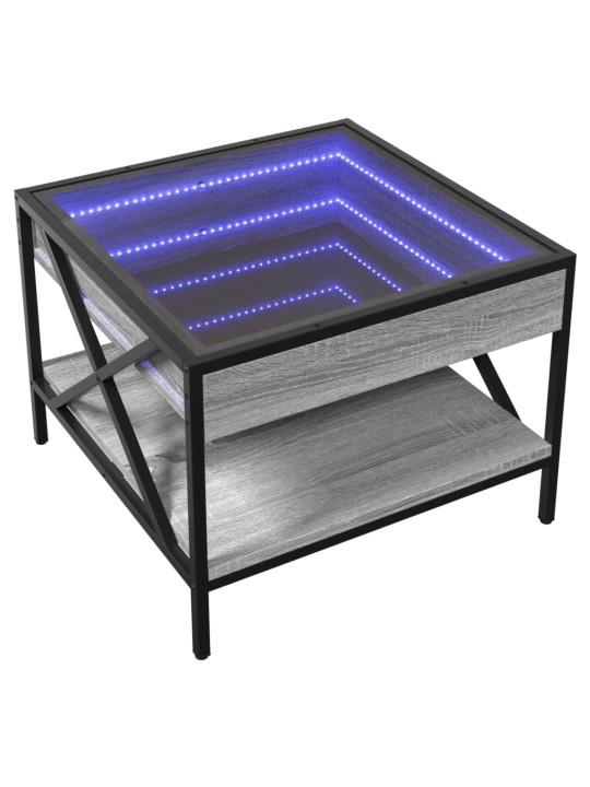 sohvapöytä Infinity LED-valoilla harmaa Sonoma 50x50x38 cm