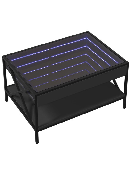 sohvapöytä Infinity LED-valoilla musta 70x50x38 cm