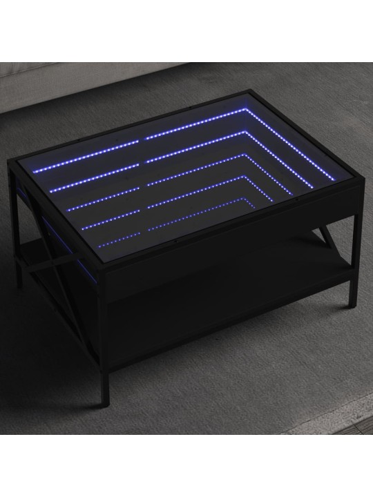 sohvapöytä Infinity LED-valoilla musta 70x50x38 cm