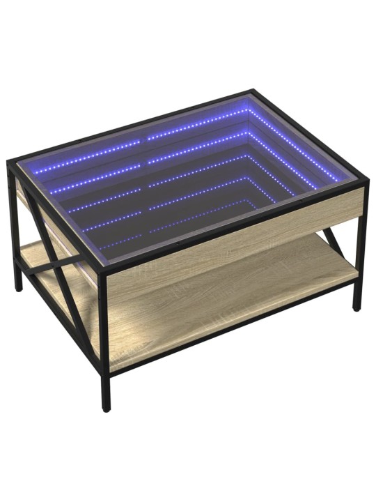 sohvapöytä Infinity LED-valoilla Sonoma-tammi 70x50x38 cm