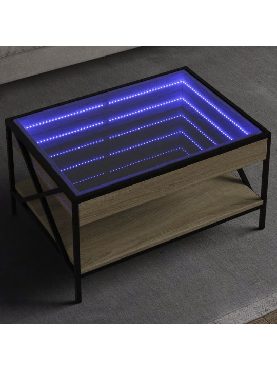 sohvapöytä Infinity LED-valoilla Sonoma-tammi 70x50x38 cm