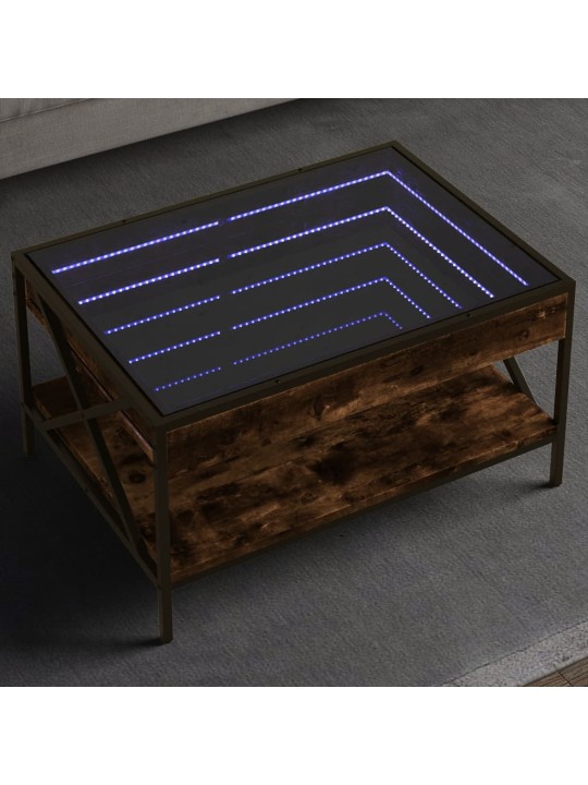 sohvapöytä Infinity LED-valoilla savutammi 70x50x38 cm