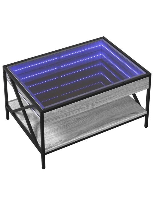 sohvapöytä Infinity LED-valoilla harmaa Sonoma 70x50x38 cm