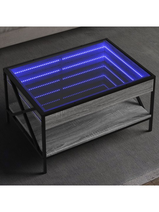 sohvapöytä Infinity LED-valoilla harmaa Sonoma 70x50x38 cm