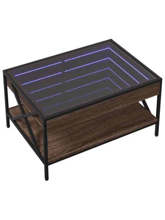 sohvapöytä Infinity LED-valoilla ruskea tammi 70x50x38 cm