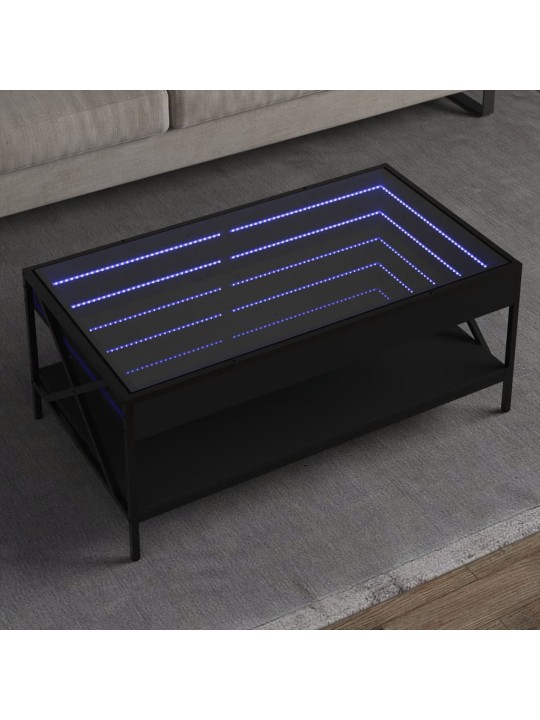 sohvapöytä Infinity LED-valoilla musta 90x50x38 cm