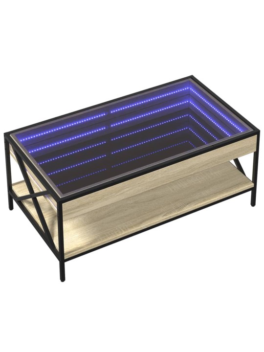 sohvapöytä Infinity LED-valoilla Sonoma-tammi 90x50x38 cm