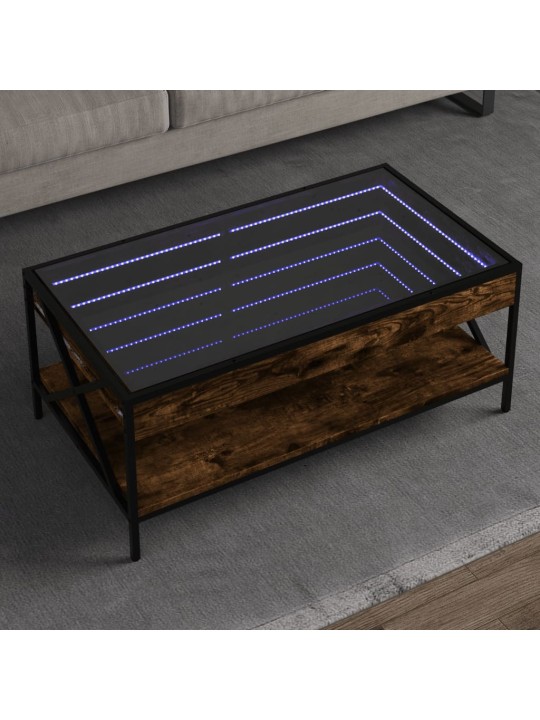 sohvapöytä Infinity LED-valoilla savutammi 90x50x38 cm