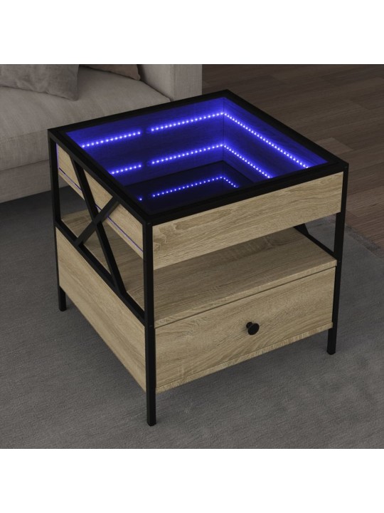 sohvapöytä Infinity LED-valoilla Sonoma-tammi 50x50x51 cm