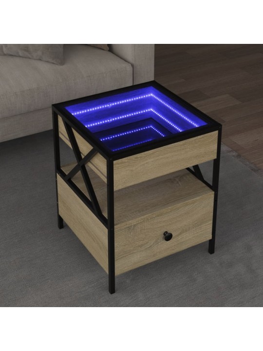 sohvapöytä Infinity LED-valoilla Sonoma-tammi 40x40x51 cm