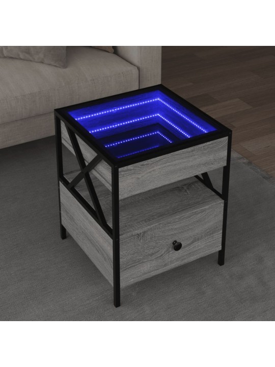 sohvapöytä Infinity LED-valoilla harmaa Sonoma 40x40x51 cm