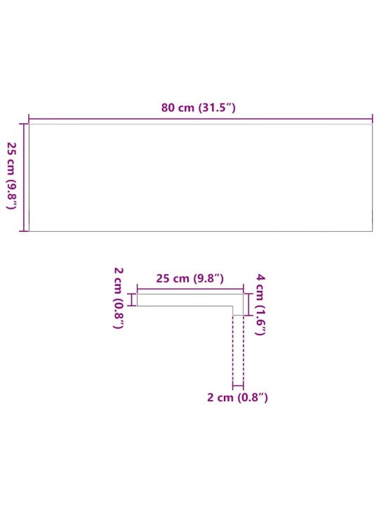 Askelmat 4 kpl Käsittelemätön 80x25x2 cm massiivipuutammea