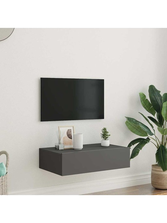 TV-kaappi LED-valoilla Harmaa 60x35x15,5 cm