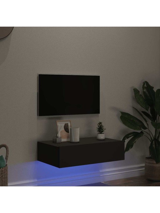 TV-kaappi LED-valoilla Harmaa 60x35x15,5 cm