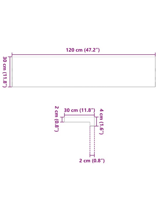 Askelmat 2 kpl käsittelemätön 120x30x2 cm täysi tammi
