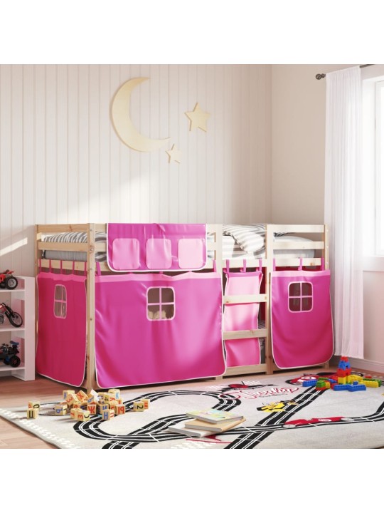 Parvisänky verhoilla pinkki 90x190 cm täysi mänty