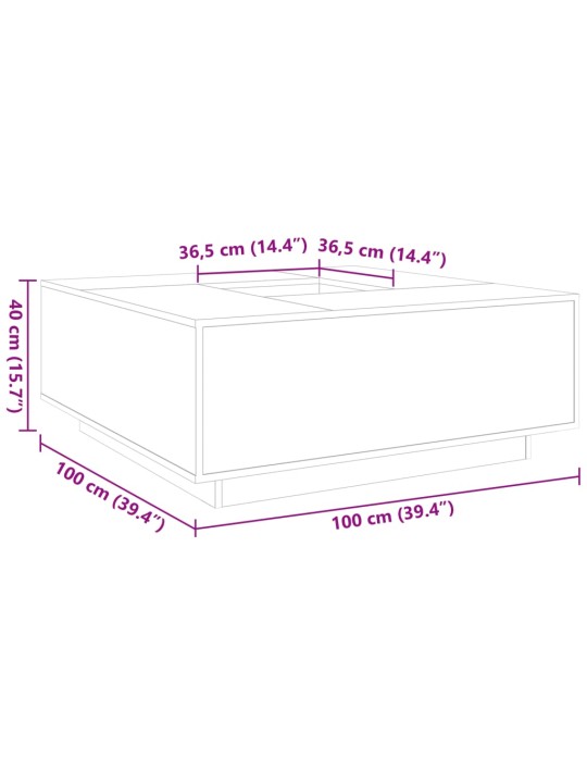 Sohvapöytä musta 100x100x40 cm tekninen puu