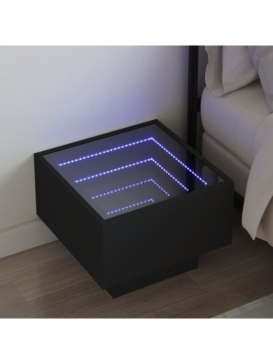 sohvapöytä Infinity LED-valoilla musta 40x40x30 cm