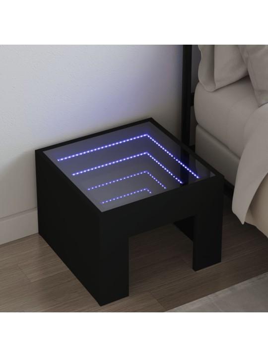 sohvapöytä Infinity LED-valoilla musta 40x40x30 cm