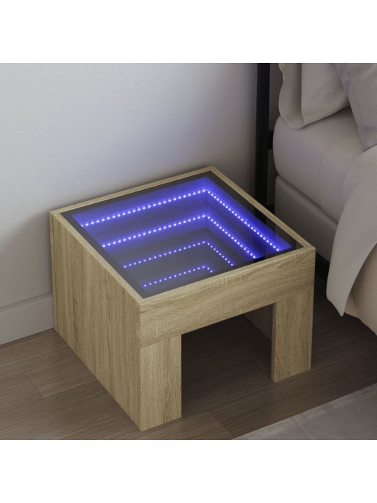 sohvapöytä Infinity LED-valoilla Sonoma-tammi 40x40x30 cm