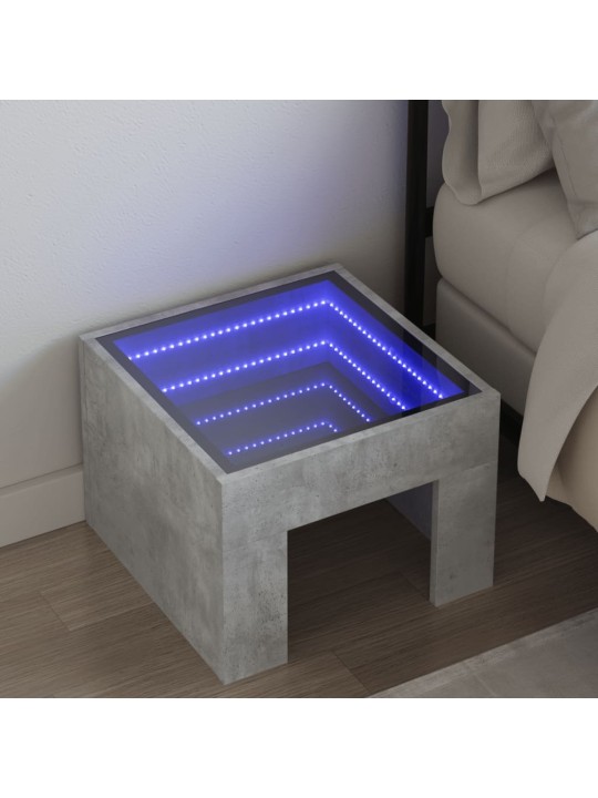 sohvapöytä Infinity LED-valoilla betonin harmaa 40x40x30 cm