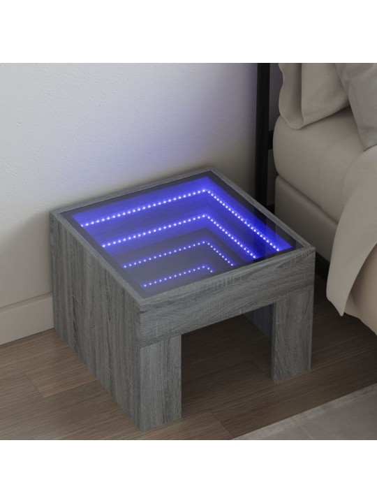 sohvapöytä Infinity LED-valoilla harmaa Sonoma 40x40x30 cm