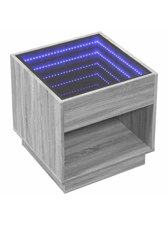 sohvapöytä Infinity LED-valoilla harmaa Sonoma 50x50x50 cm