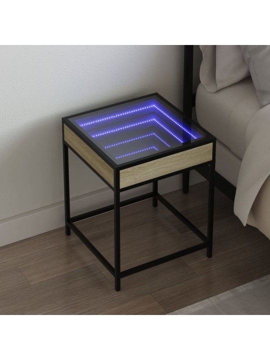 sohvapöytä Infinity LED-valoilla Sonoma-tammi 40x40x51 cm