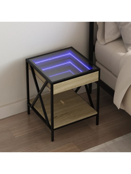 sohvapöytä Infinity LED-valoilla Sonoma-tammi 40x40x49 cm