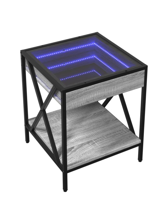 sohvapöytä Infinity LED-valoilla harmaa Sonoma 40x40x49 cm