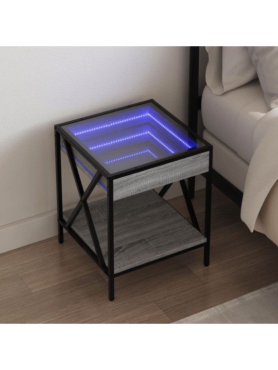 sohvapöytä Infinity LED-valoilla harmaa Sonoma 40x40x49 cm