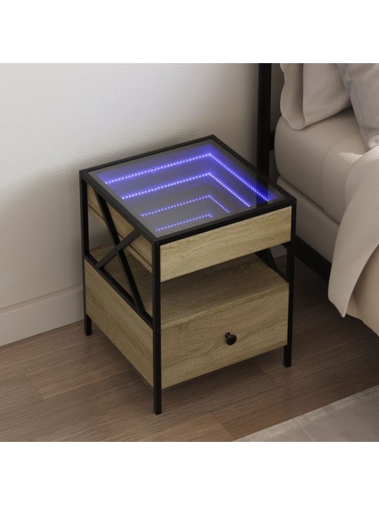 sohvapöytä Infinity LED-valoilla Sonoma-tammi 40x40x51 cm