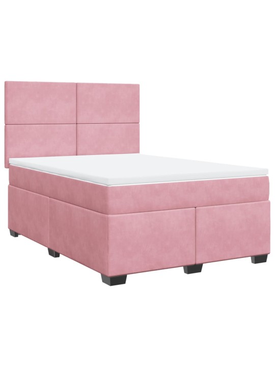 Jenkkisänky patjalla pinkki 140x190 cm sametti