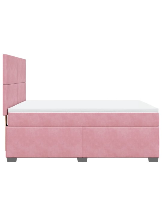 Jenkkisänky patjalla pinkki 140x190 cm sametti