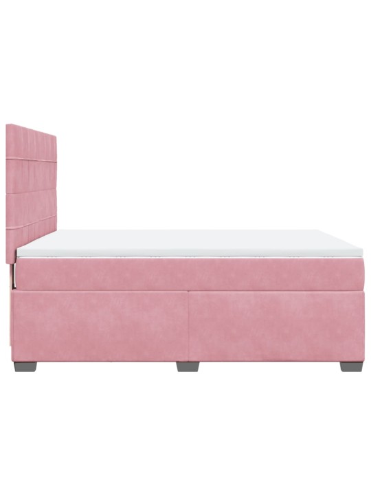 Jenkkisänky patjalla pinkki 140x190 cm sametti