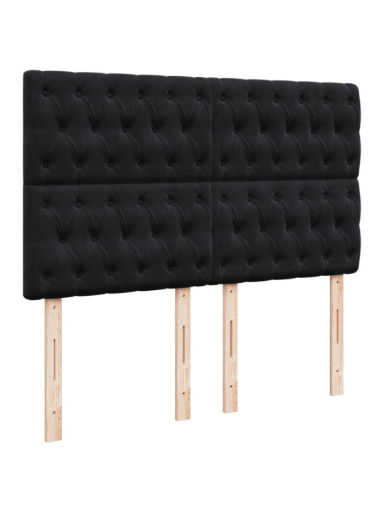 Jenkkisänky patjalla musta 140x190 cm sametti